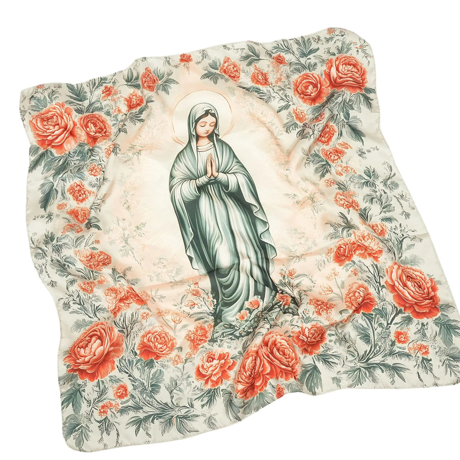 Silk Scarf with An Image of The Virgin Mary Amen Artisan - Image 8