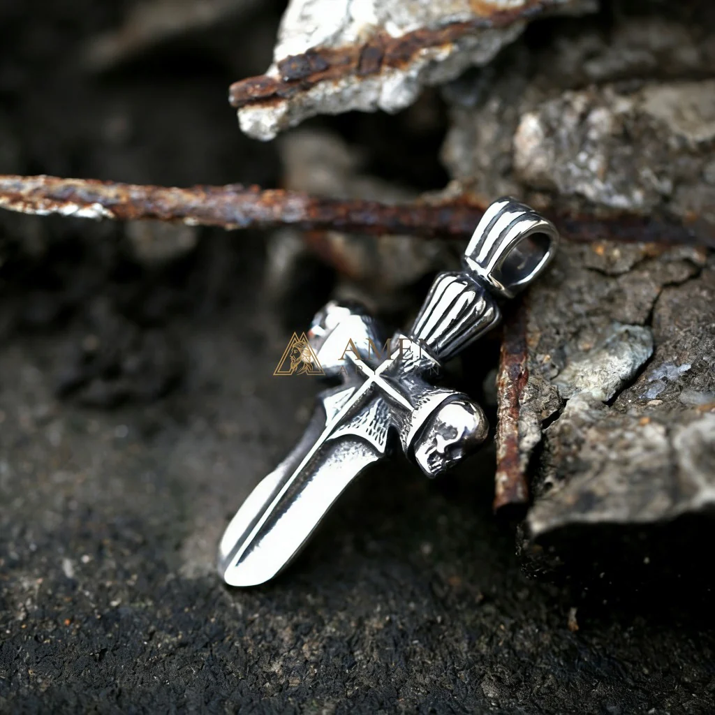 Skull Cross Pendant Necklace Amen Artisan