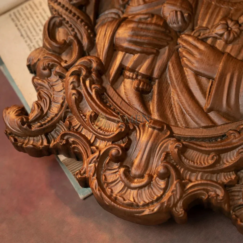 St. Joseph & Child Jesus Wood Carving - Image 3
