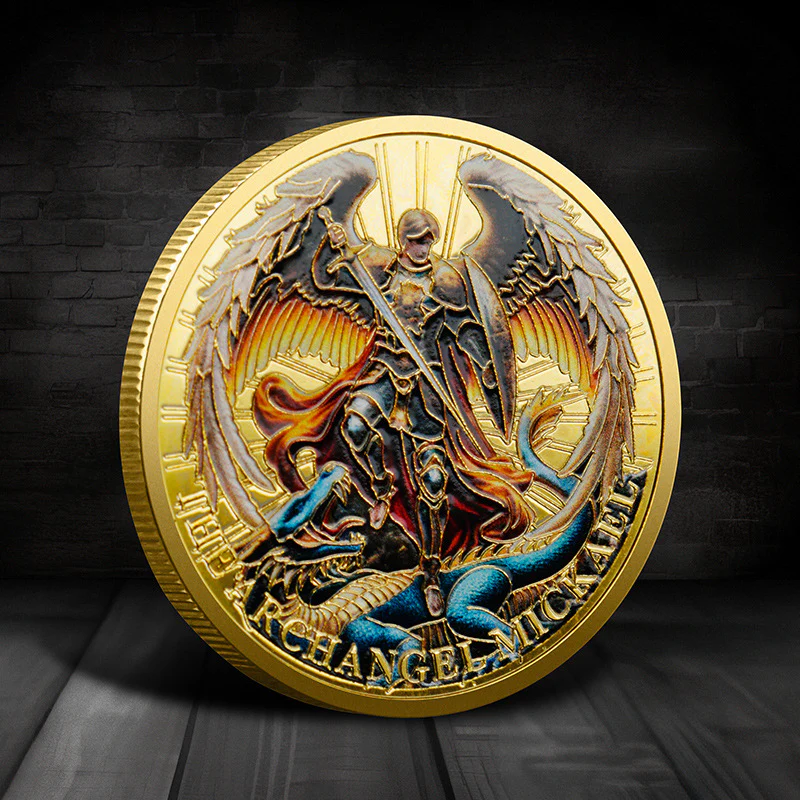 St Michael Challenge Coin – Slaying Dragon Archangel Medal Psalm 91 Protection - Amen Artisan - Image 2