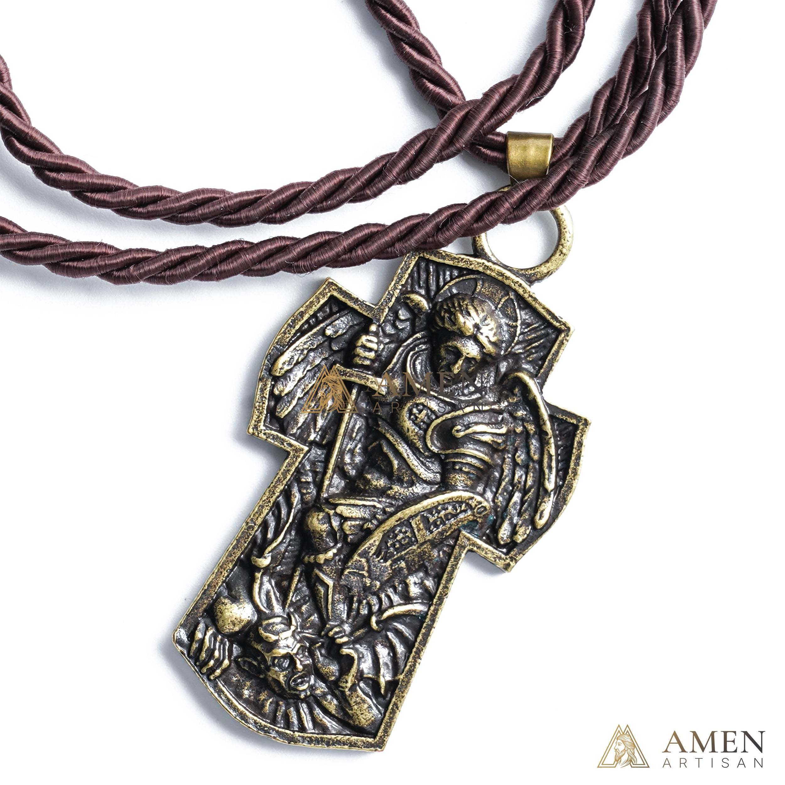 St Michael Necklace - Vintage Archangel Pendant Necklace - Amen Artisan - Image 2