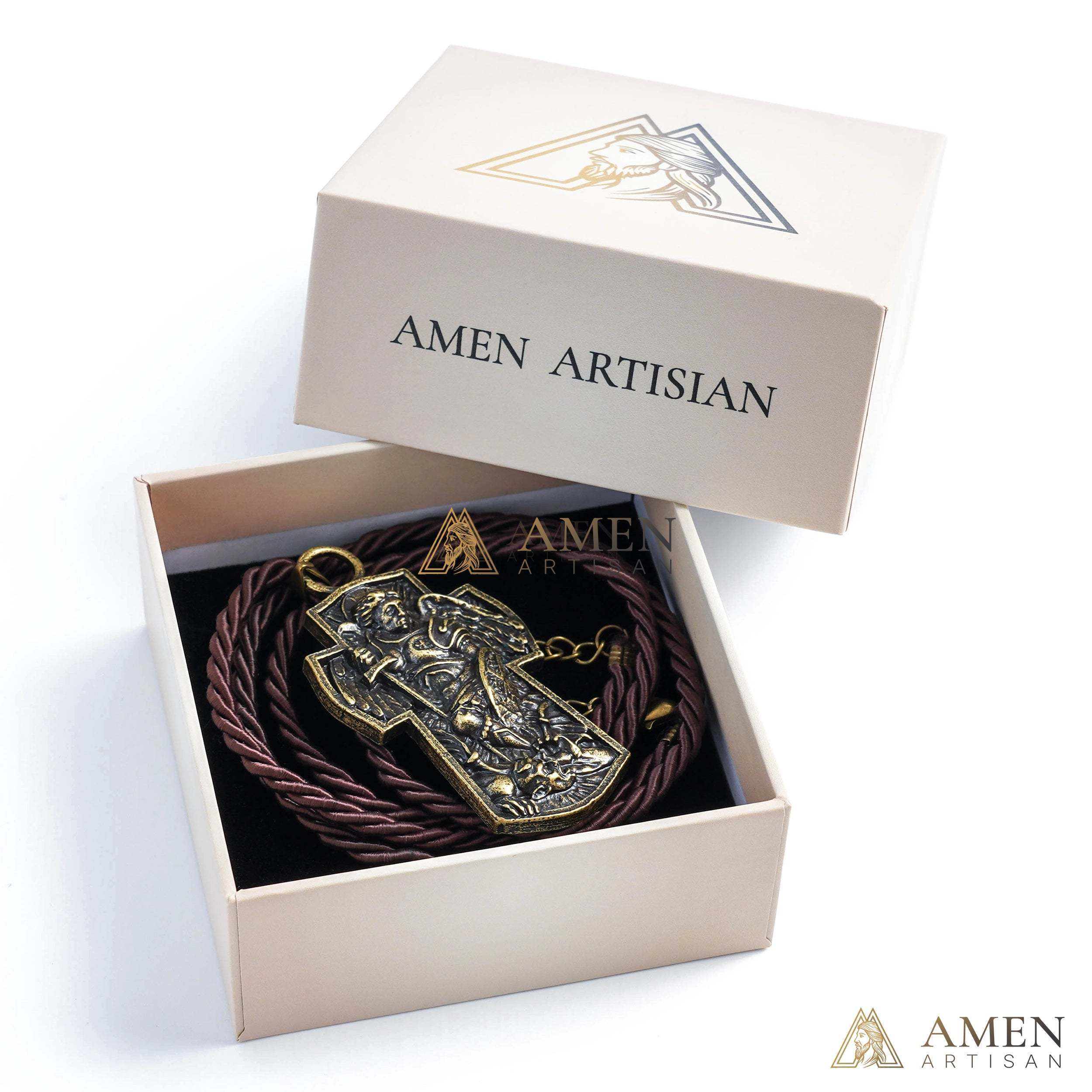 St Michael Necklace - Vintage Archangel Pendant Necklace - Amen Artisan - Image 5