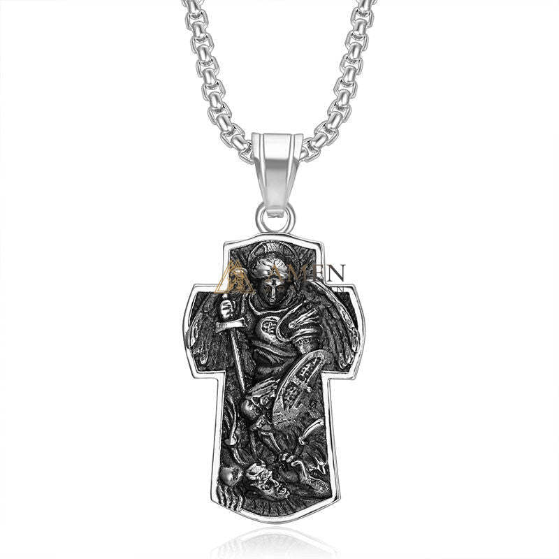 St Michael Necklace - Vintage Archangel Pendant Necklace - Amen Artisan - Image 6