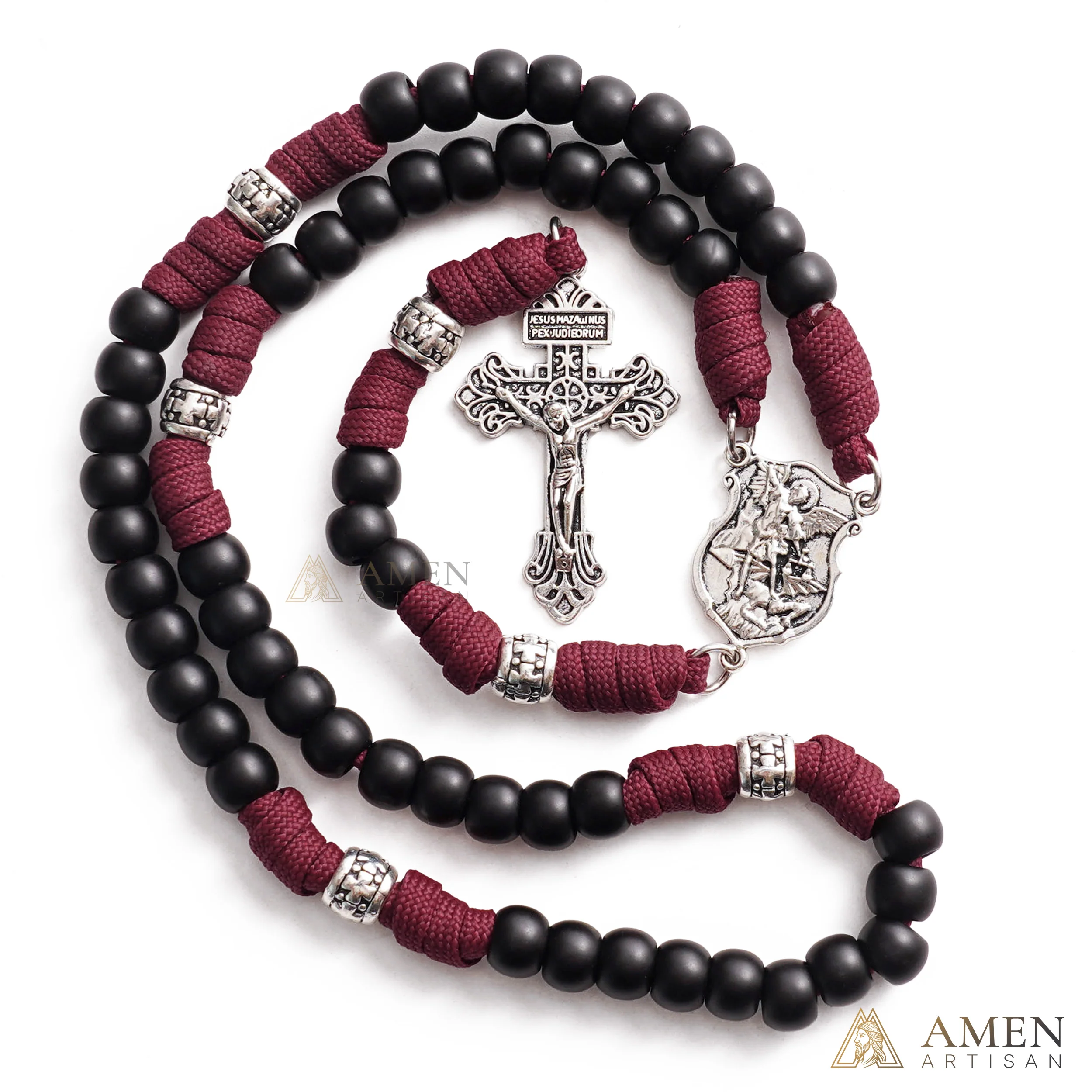 St. Michael Paracord Rosary with Jesus Crucifix - Protection & Strength - Image 4