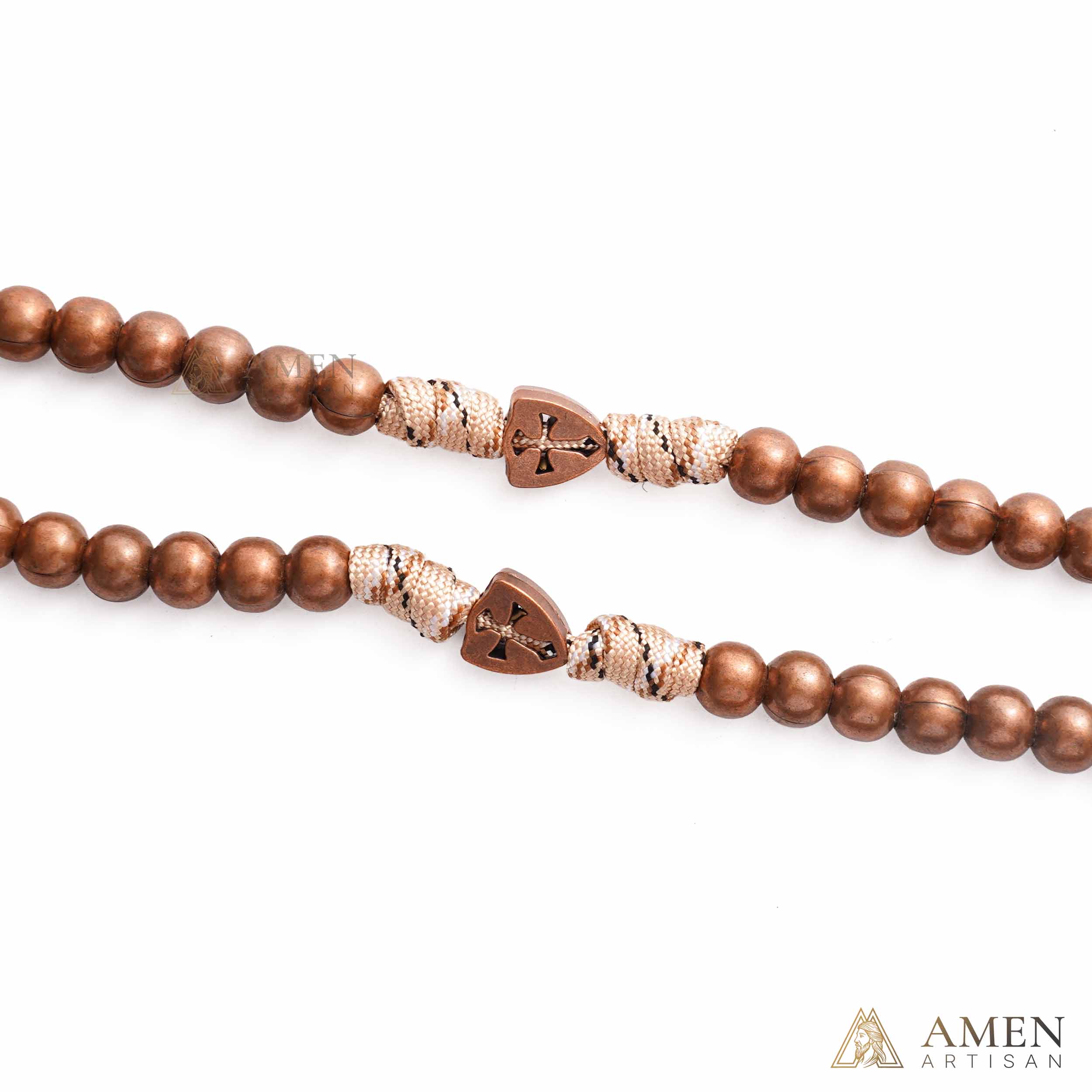 【Deal Today】St. Michael the Archangel Bronze Paracord Wrapped Rosary Bracelet – Faith & Protection Amen Artisan - Image 10