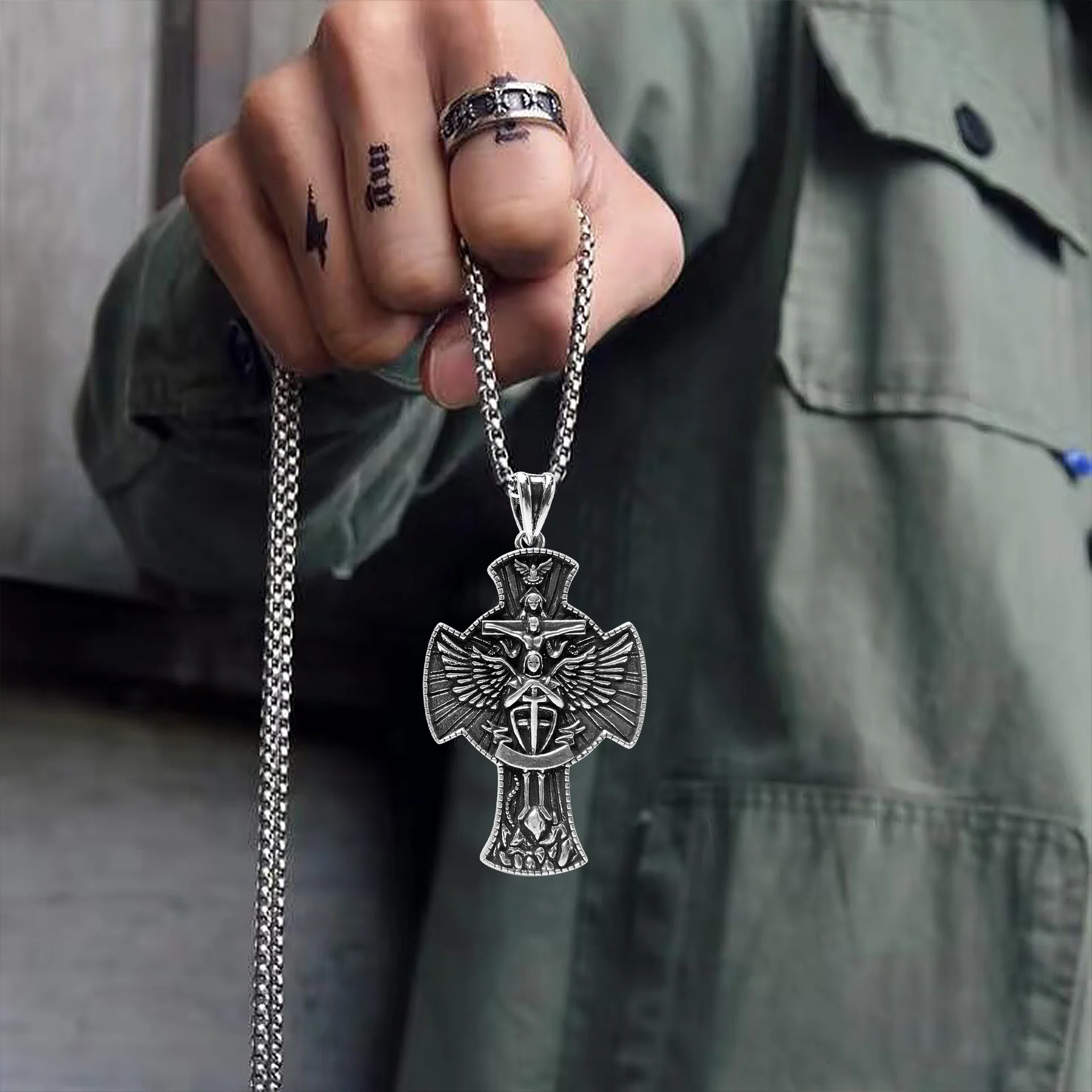 St. Michael the Archangel Cross Necklace | Amen Artisan - Image 3