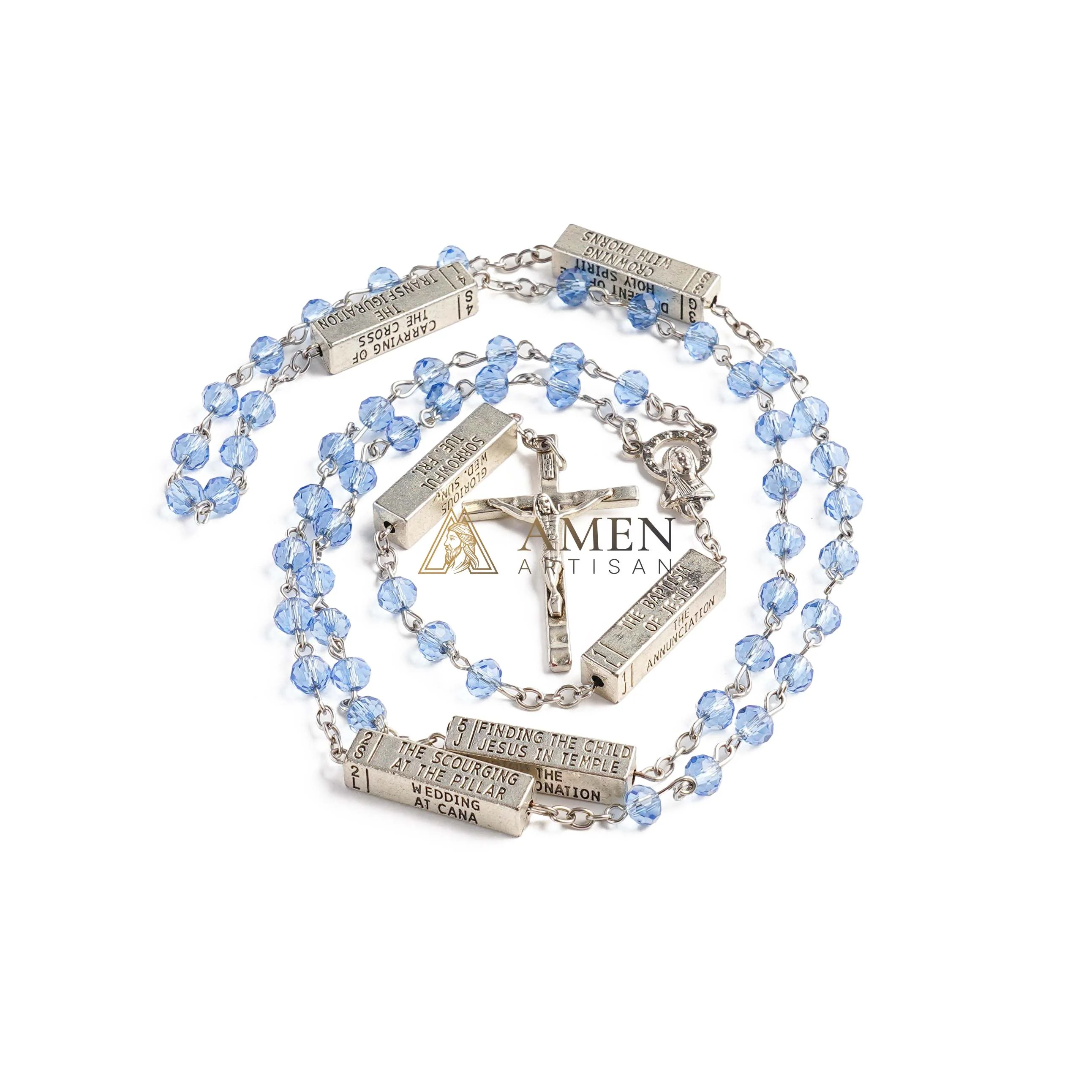 The Mysteries Rosary Engraved Mystery Bar Amen Artisan - Image 4