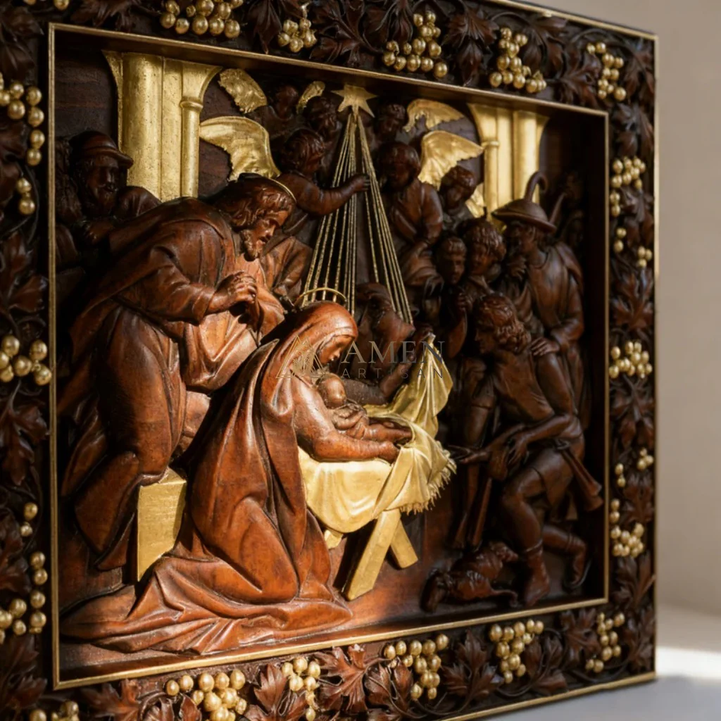 The Nativity Scene Wood Carving - Image 3