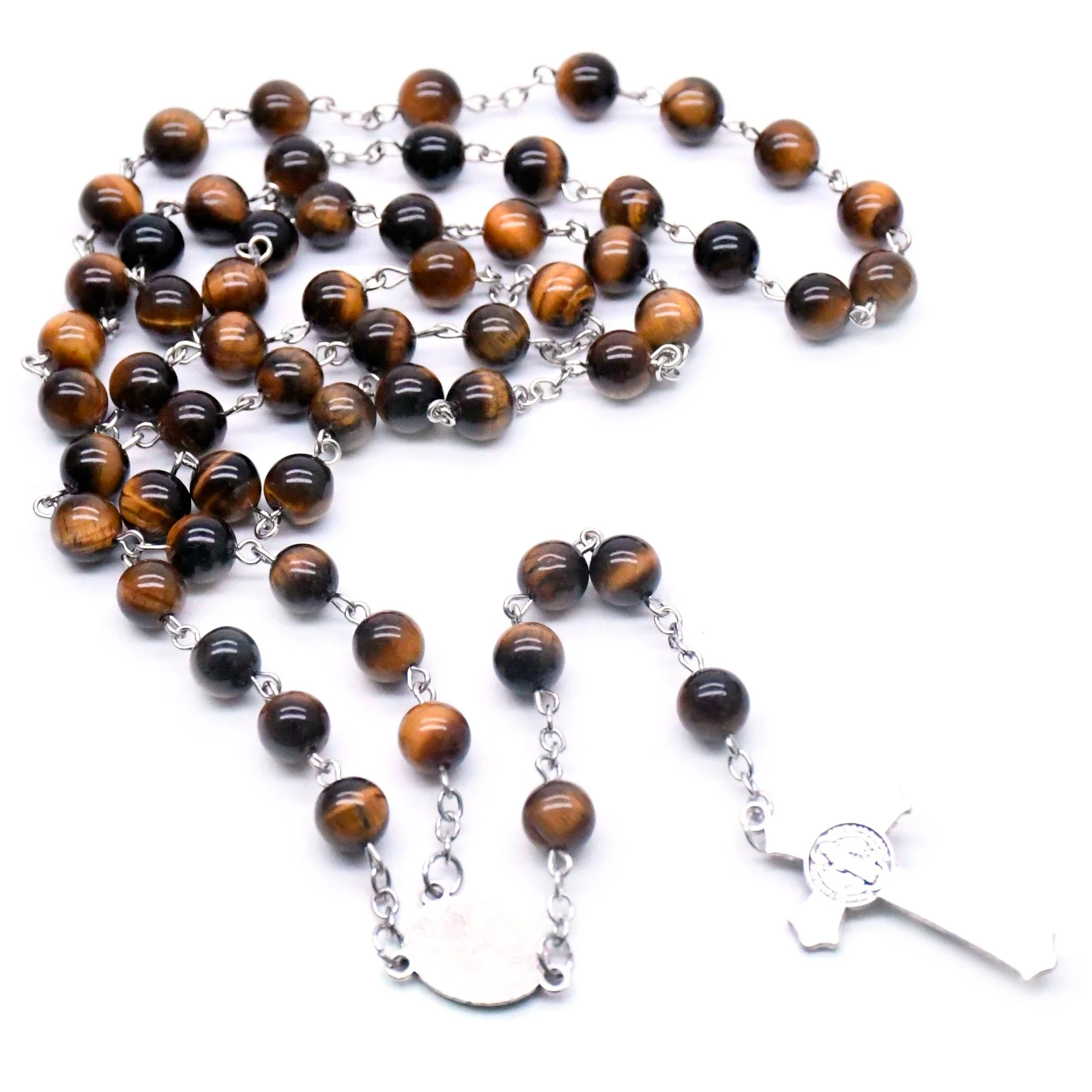 Tiger's Eye Natural Stone Prayer Rosary Amen Artisan - Image 7