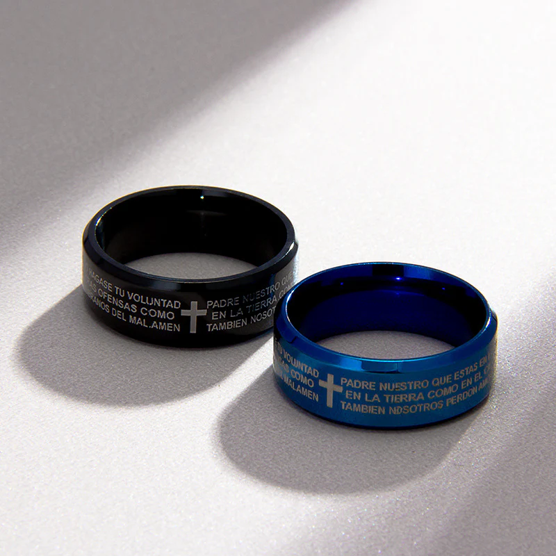 Titanium Steel Cross Scripture Ring | Amen Artisan - Image 3