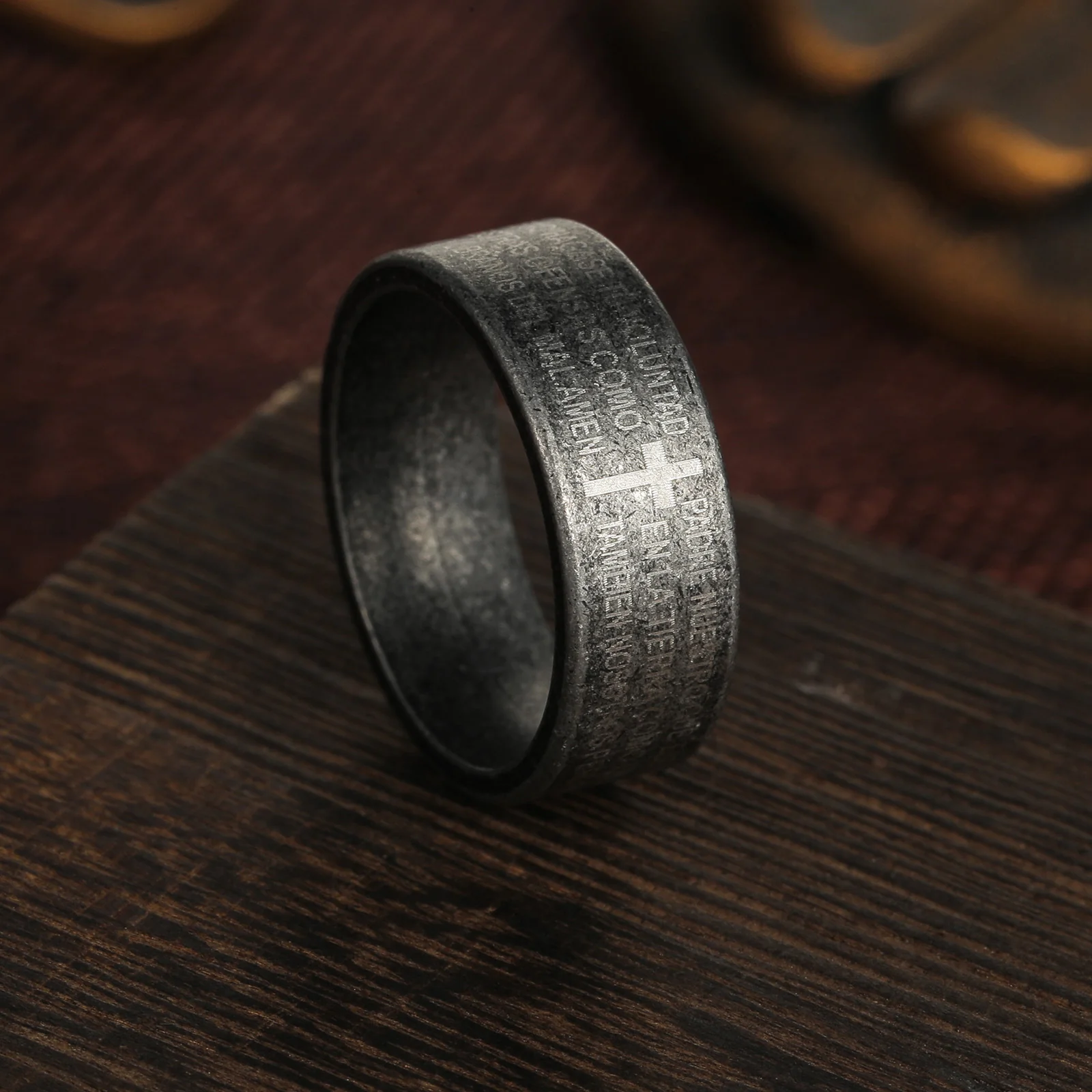 Titanium Steel Cross Scripture Ring | Amen Artisan - Image 2