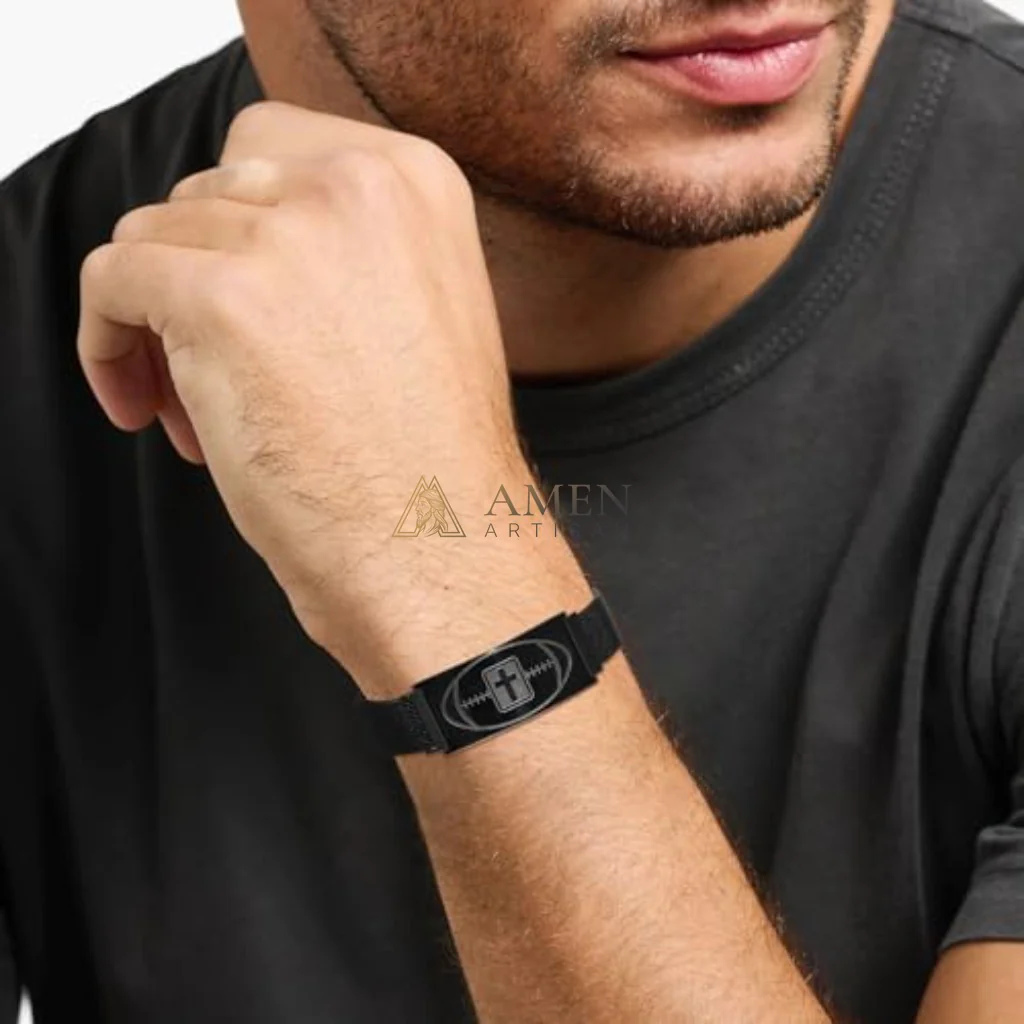 Titanium Steel Positive Energy Football Bracelet Amen Artisan - Image 2