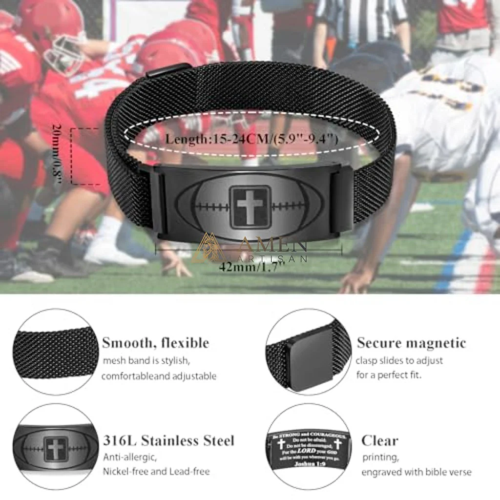 Titanium Steel Positive Energy Football Bracelet Amen Artisan - Image 3