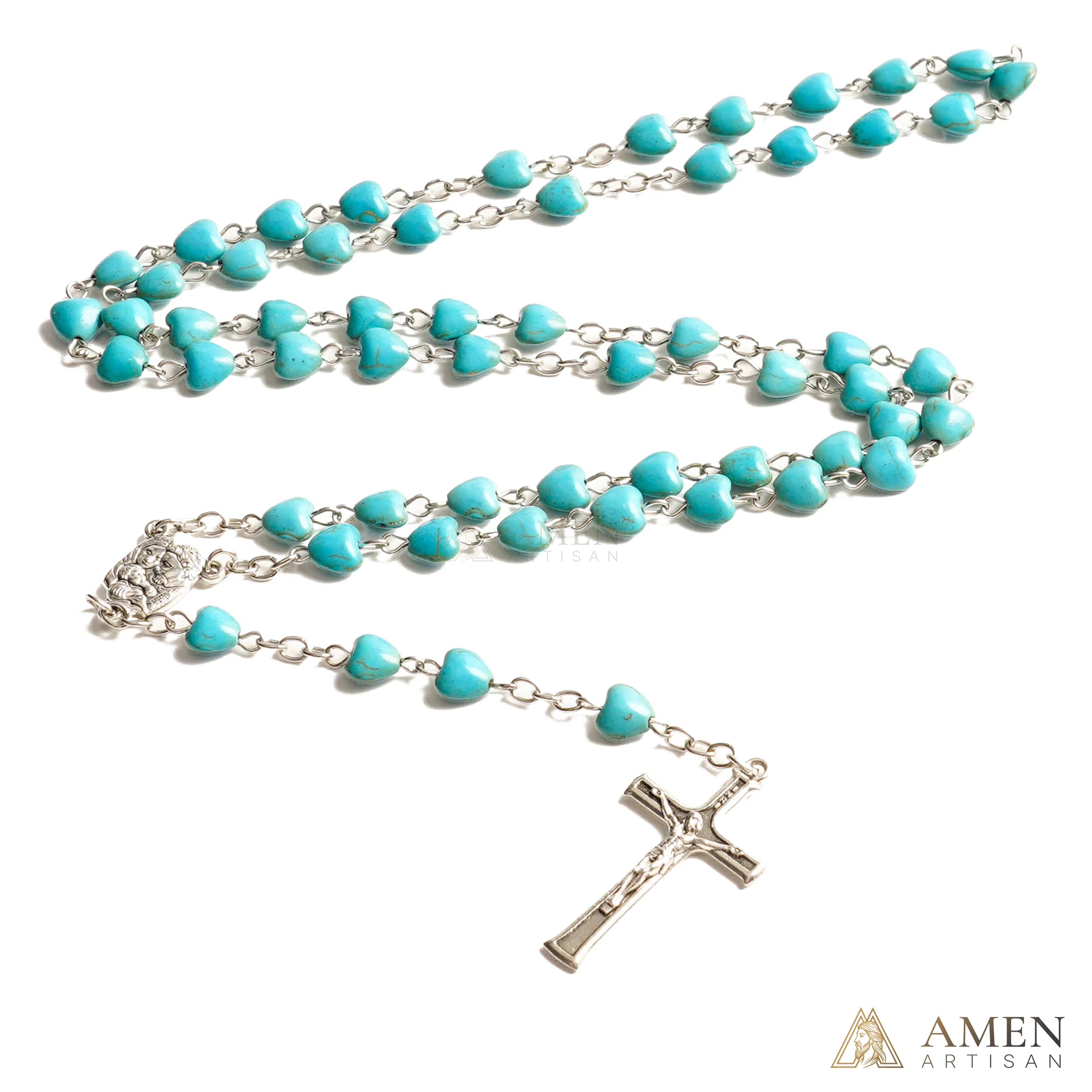 Turquoise Heart Rosary - Image 3