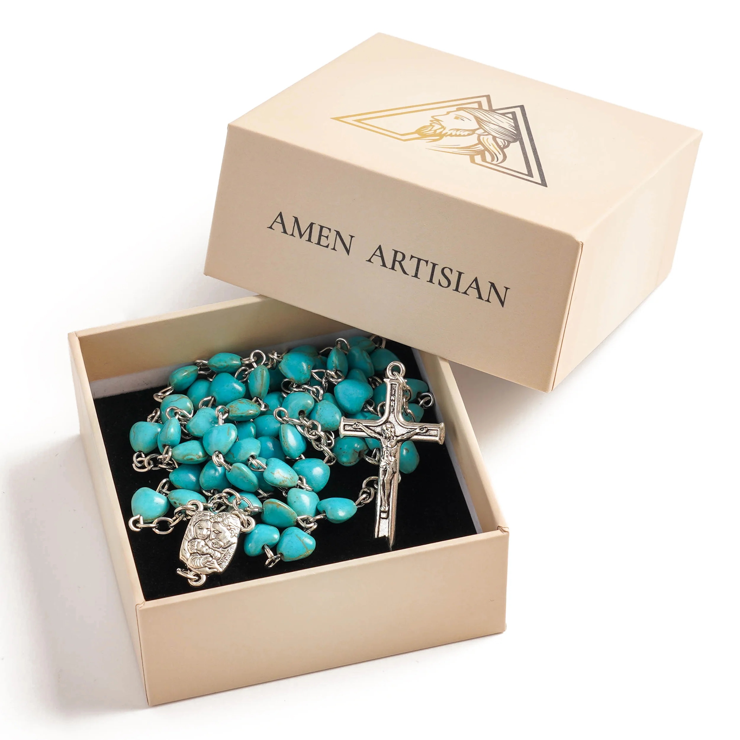 Turquoise Heart Rosary - Image 6