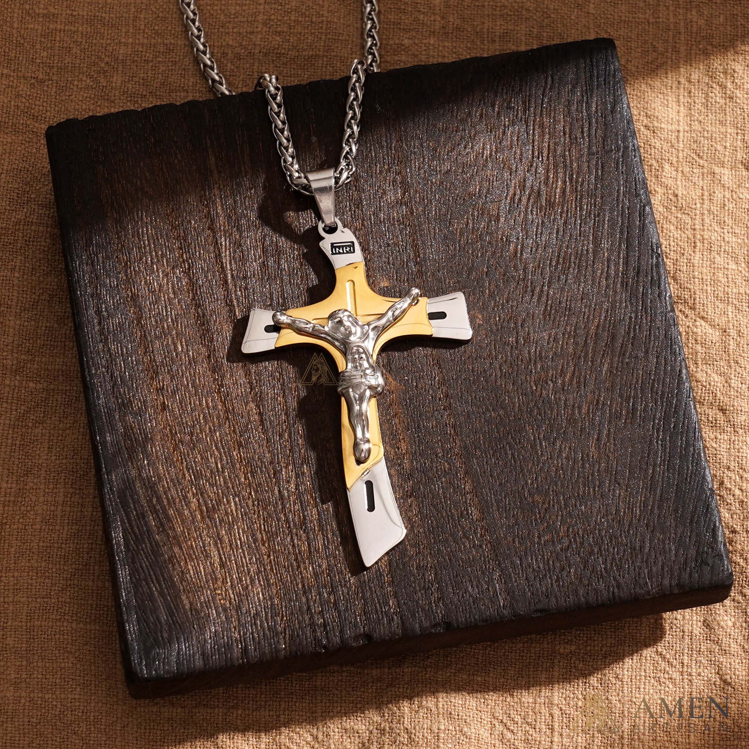 【Deal Today】Two-Tone Jesus Crucifix Necklace - Faith & Redemption - Image 3
