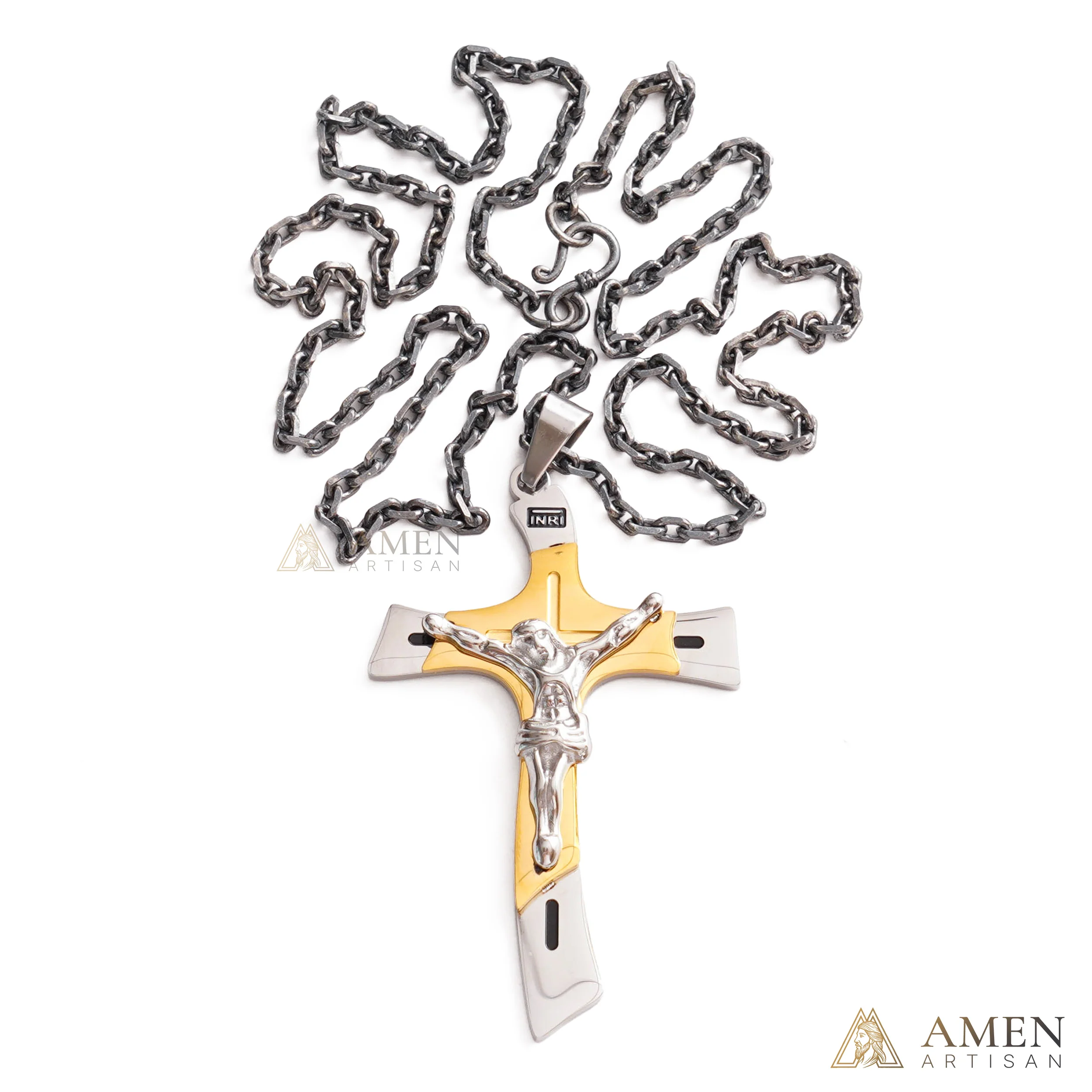 【Deal Today】Two-Tone Jesus Crucifix Necklace - Faith & Redemption - Image 4