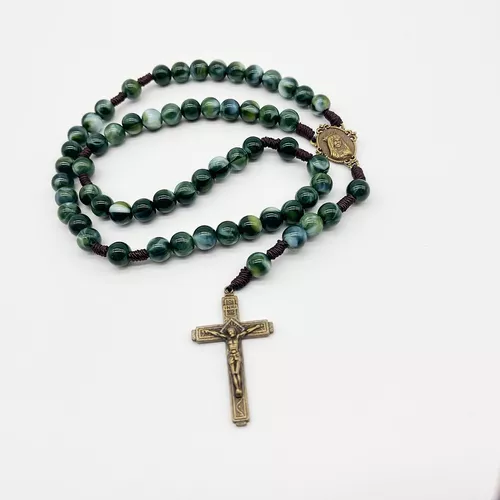 Amen Artisan Vintage Antique Blue Cross Woven Prayer Necklace - Image 6