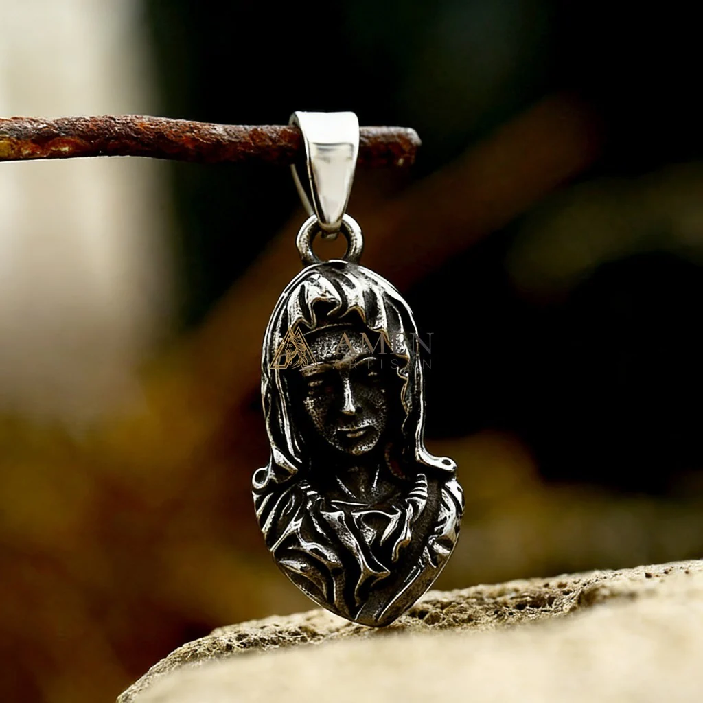 Virgin Mary Icon Pendant Necklace Amen Artisan