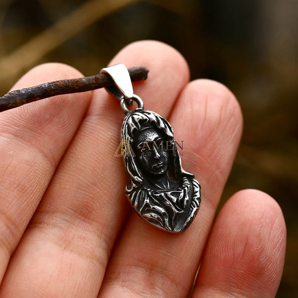 Virgin Mary Icon Pendant Necklace Amen Artisan - Image 2