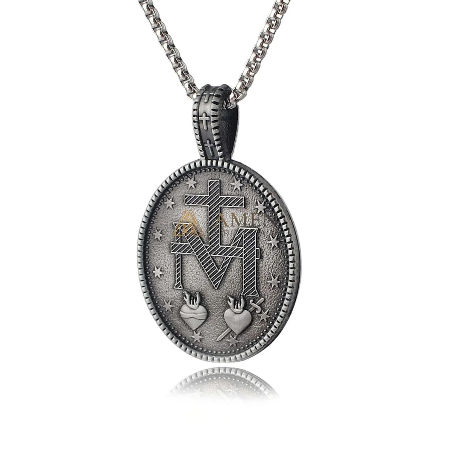 Virgin Mary Titanium Stee Pendent Amen Artisan - Image 6