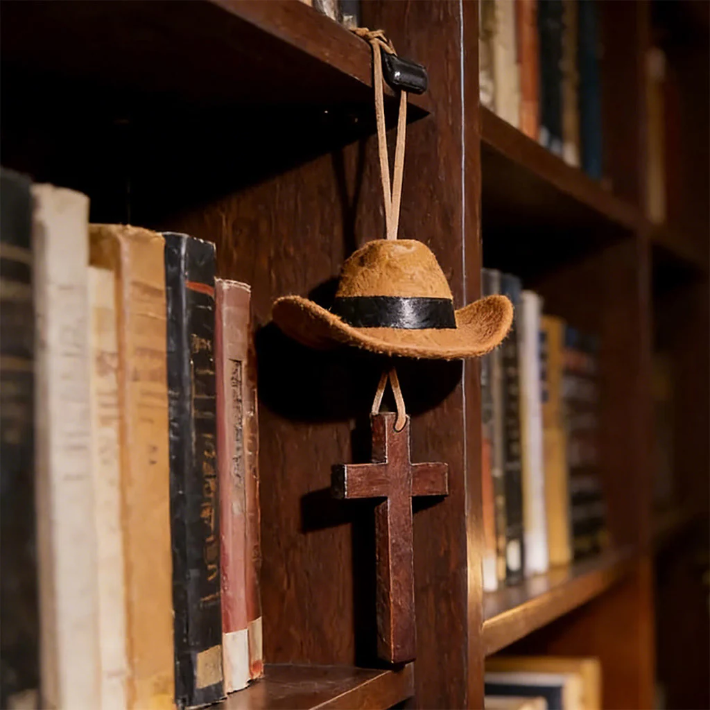 【Deal Today】Western Rearview Mirror Ornament with Cowboy Hat and Cross — Faith | Amen Artisan® - Image 4