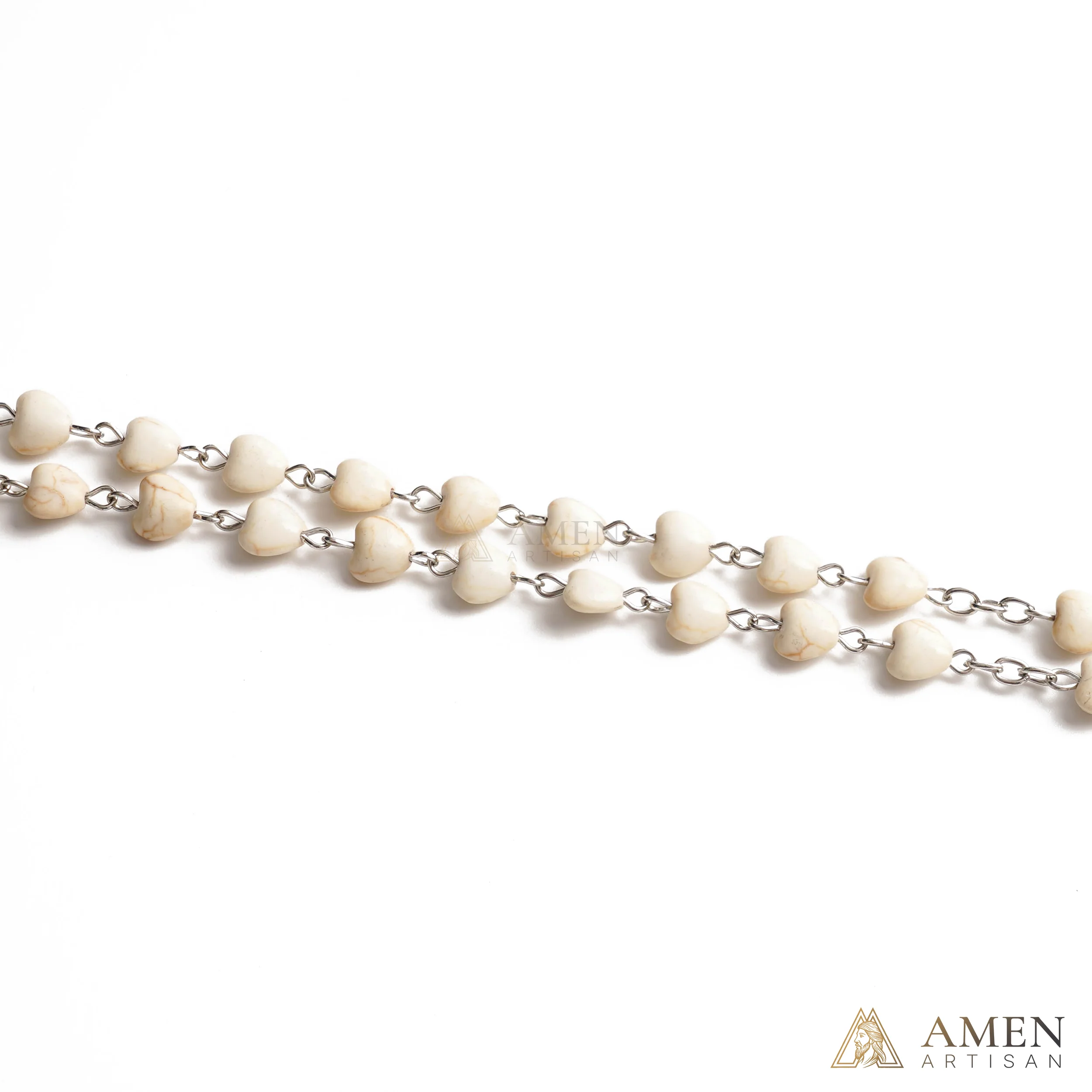 White Turquoise Heart Rosary - Image 5