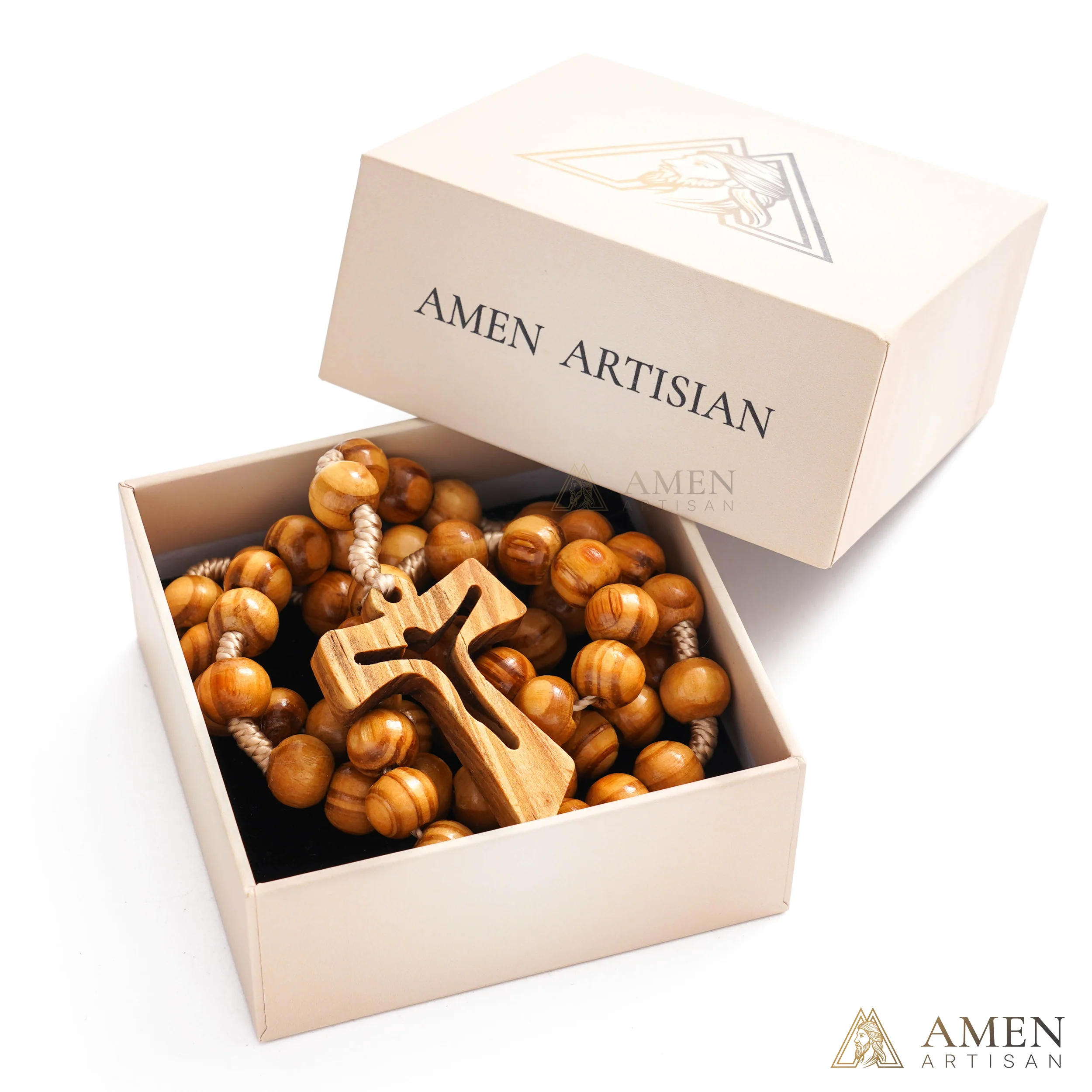 Natural Wooden Rosary Amen Artisan - Image 3