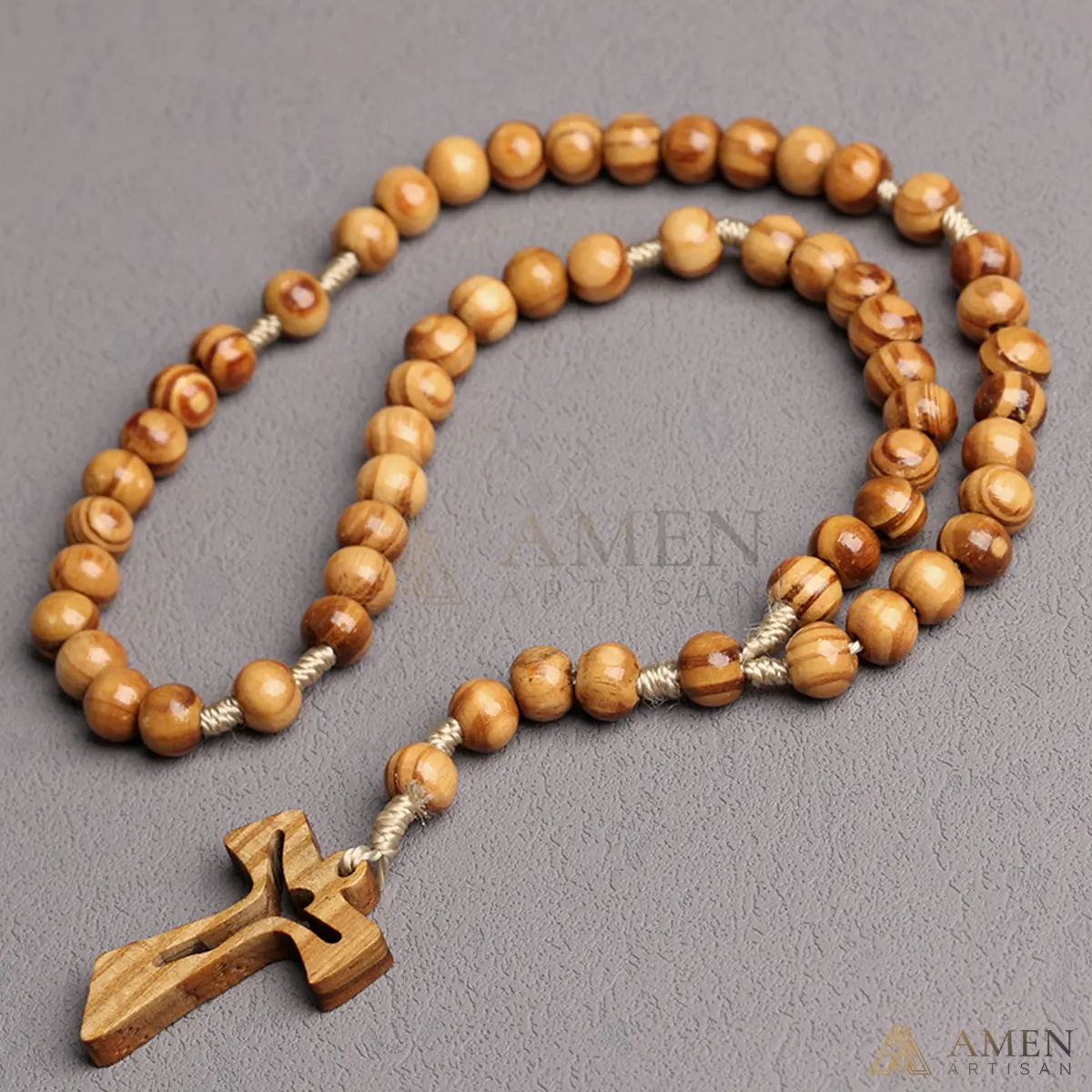 Natural Wooden Rosary Amen Artisan - Image 4