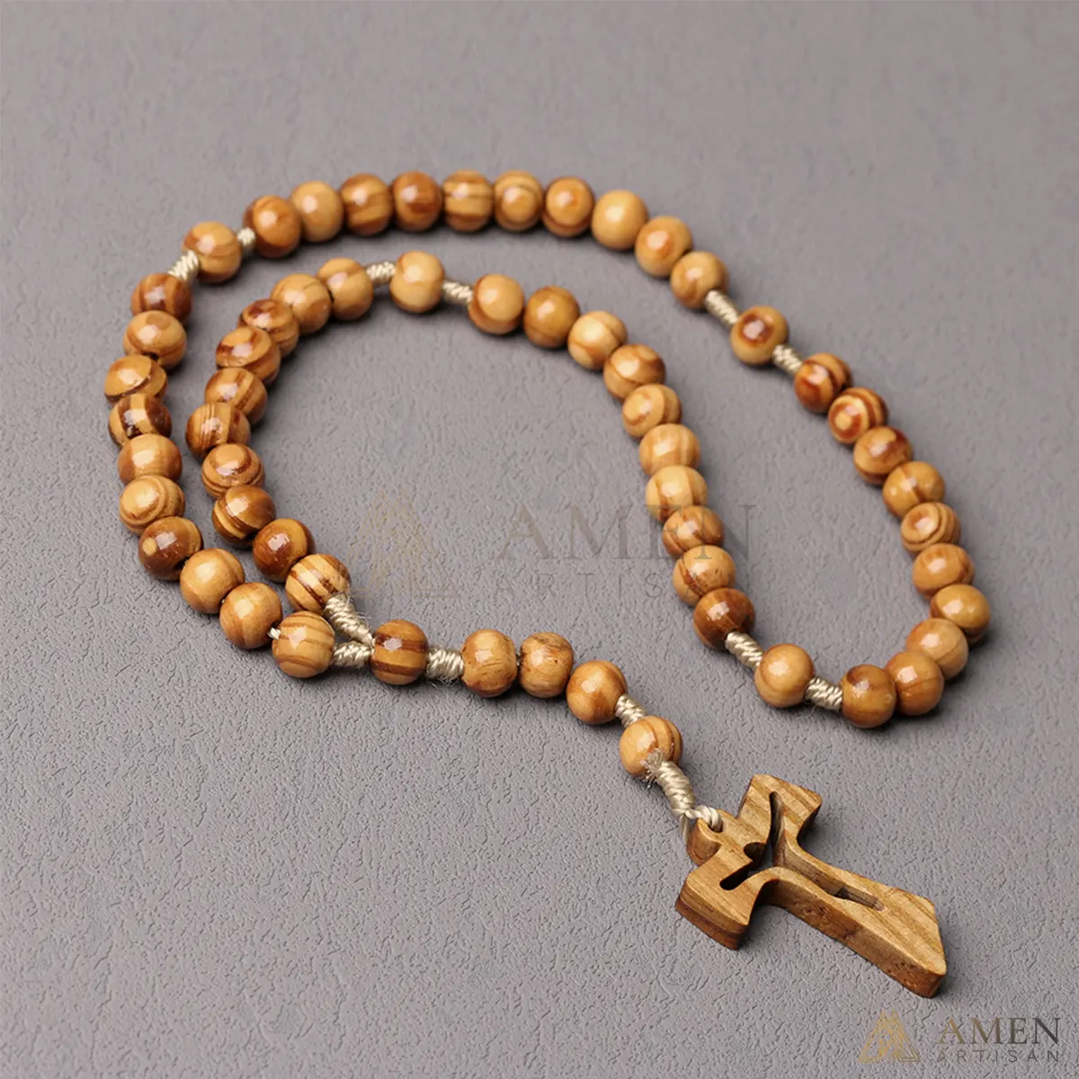 Natural Wooden Rosary Amen Artisan - Image 5