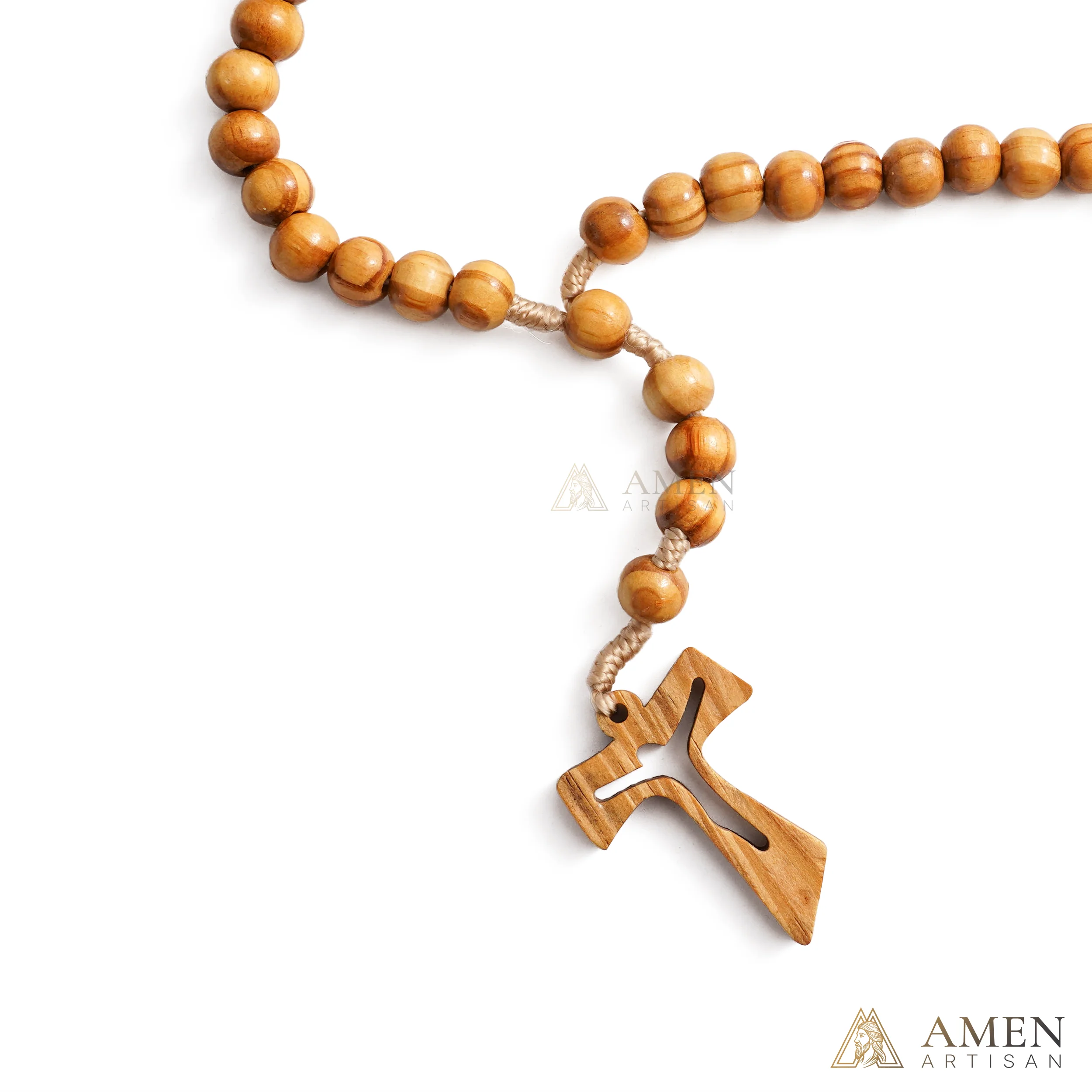 Natural Wooden Rosary Amen Artisan - Image 8