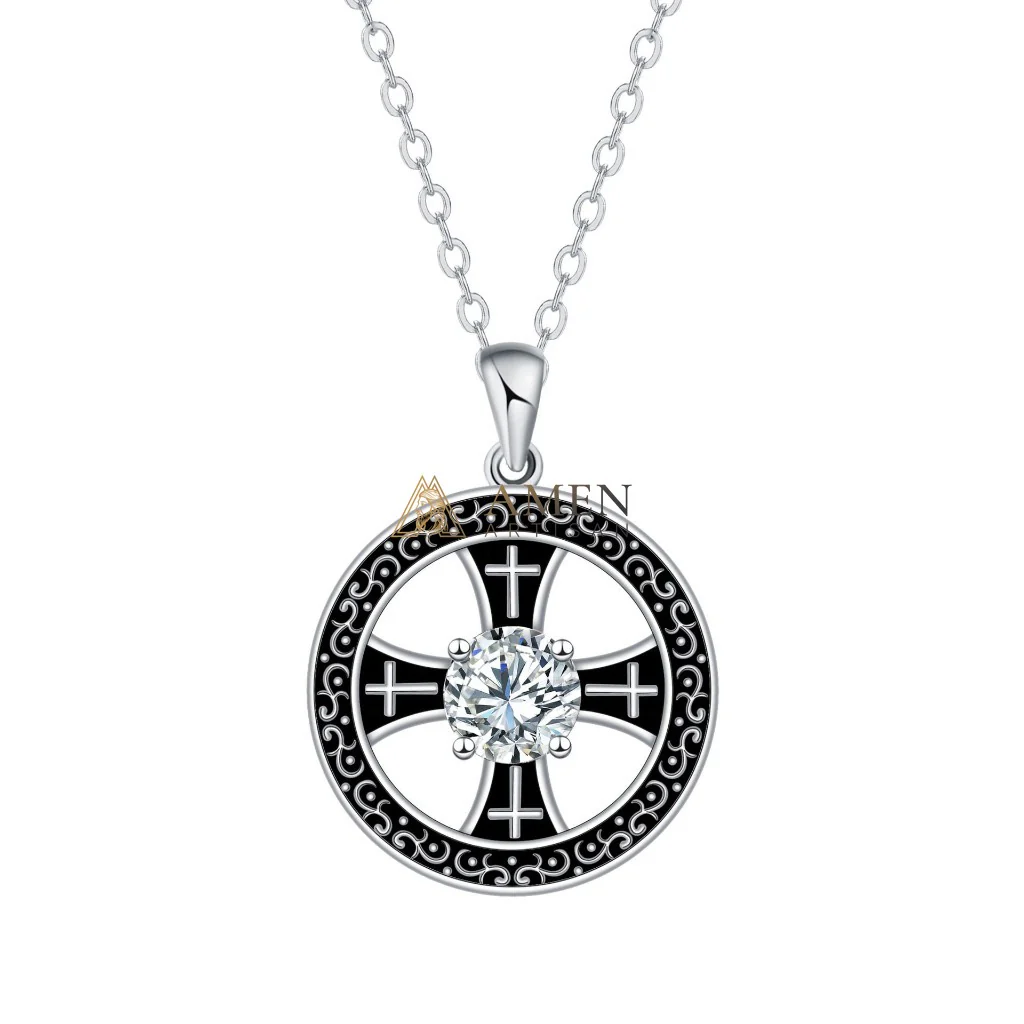 Zircon Cross Pendant Necklace Amen Artisan