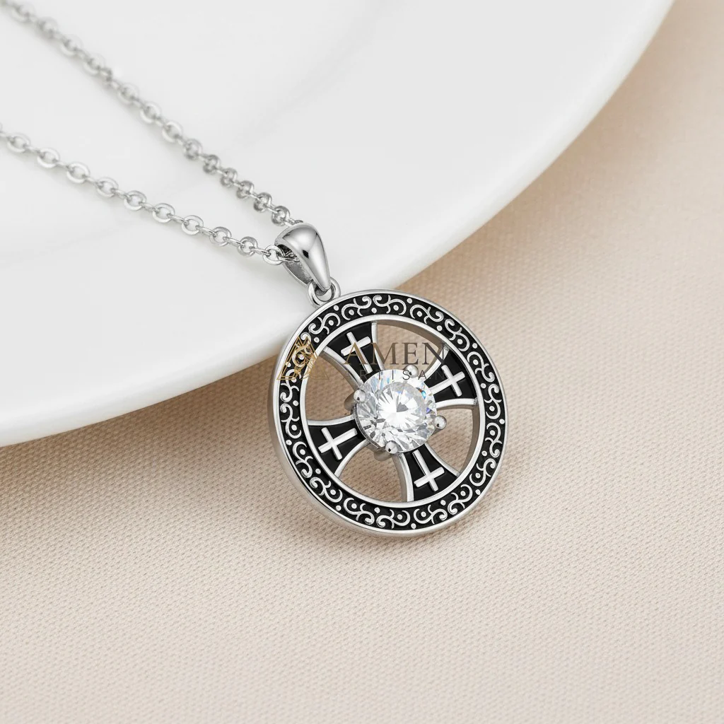 Zircon Cross Pendant Necklace Amen Artisan - Image 2
