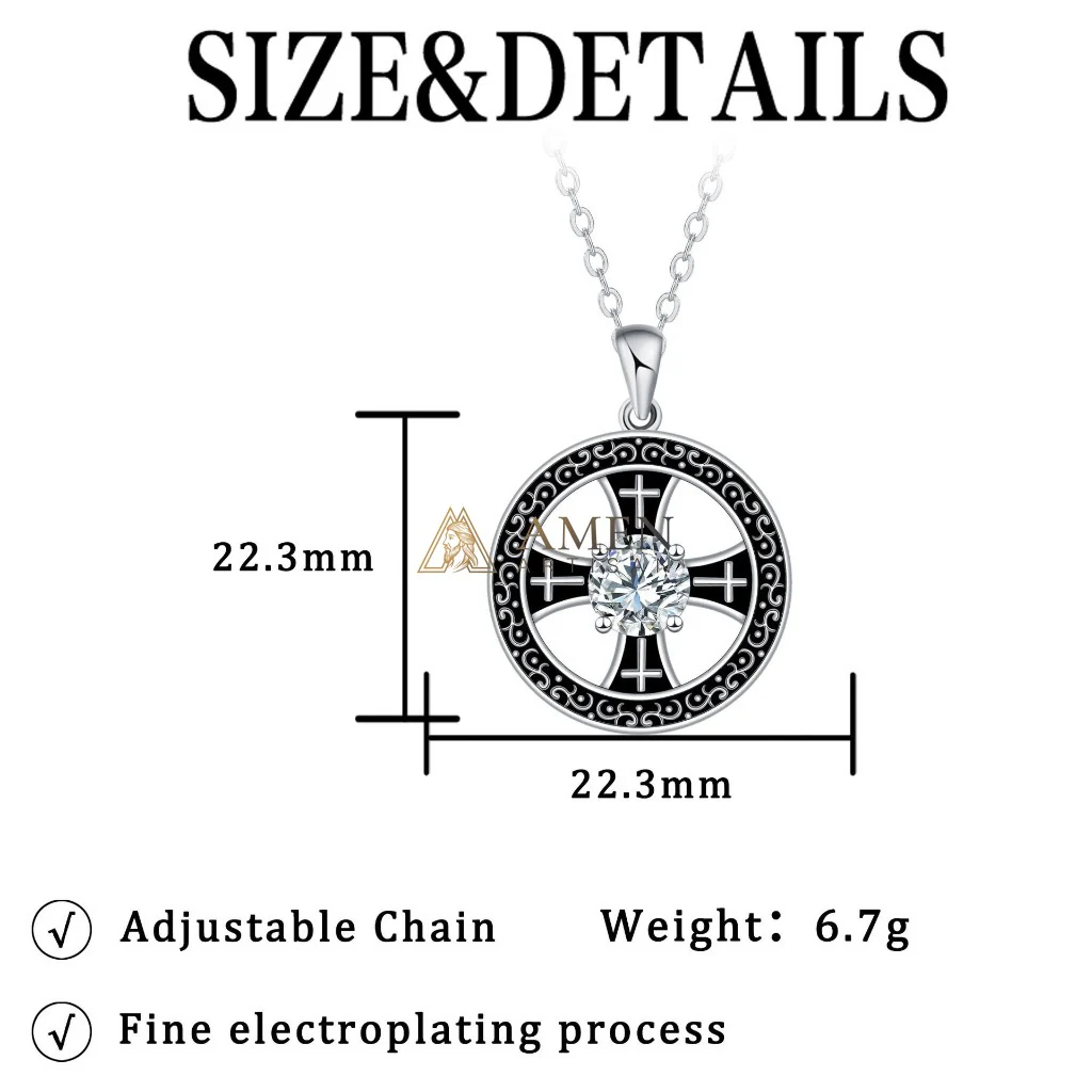 Zircon Cross Pendant Necklace Amen Artisan - Image 5