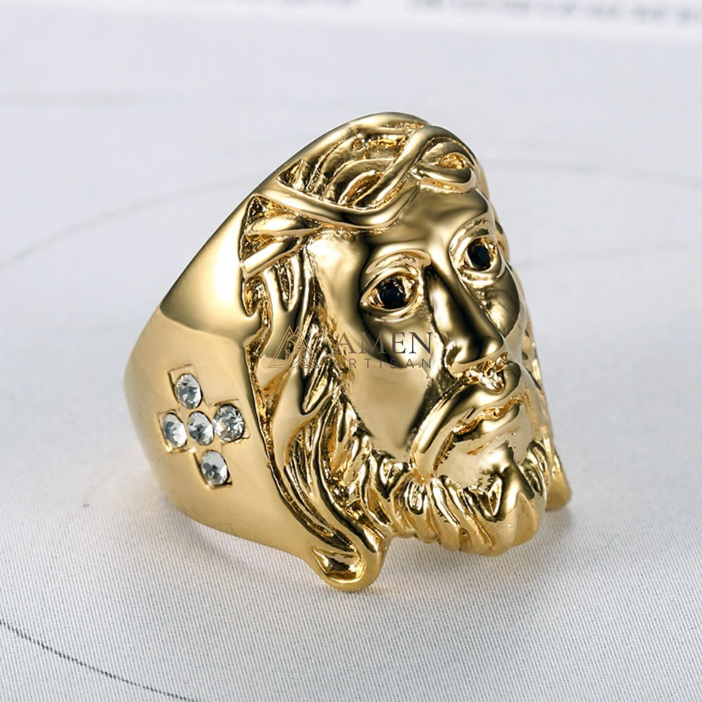 Zircon Jesus Crown of Thorns Ring Amen Artisan